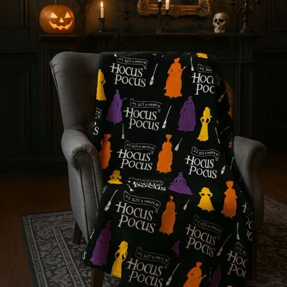 Disney Blanket Hocus Pocus Sanderson Fleece Throw 50x70 Halloween Witchy Lounge - Picture 1 of 11